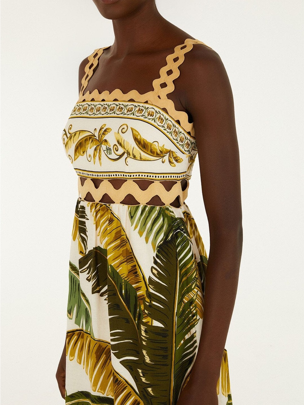 NWT FARM RIO Sand Trancoso Wavy Trim Maxi Dress - Picture 3 of 4